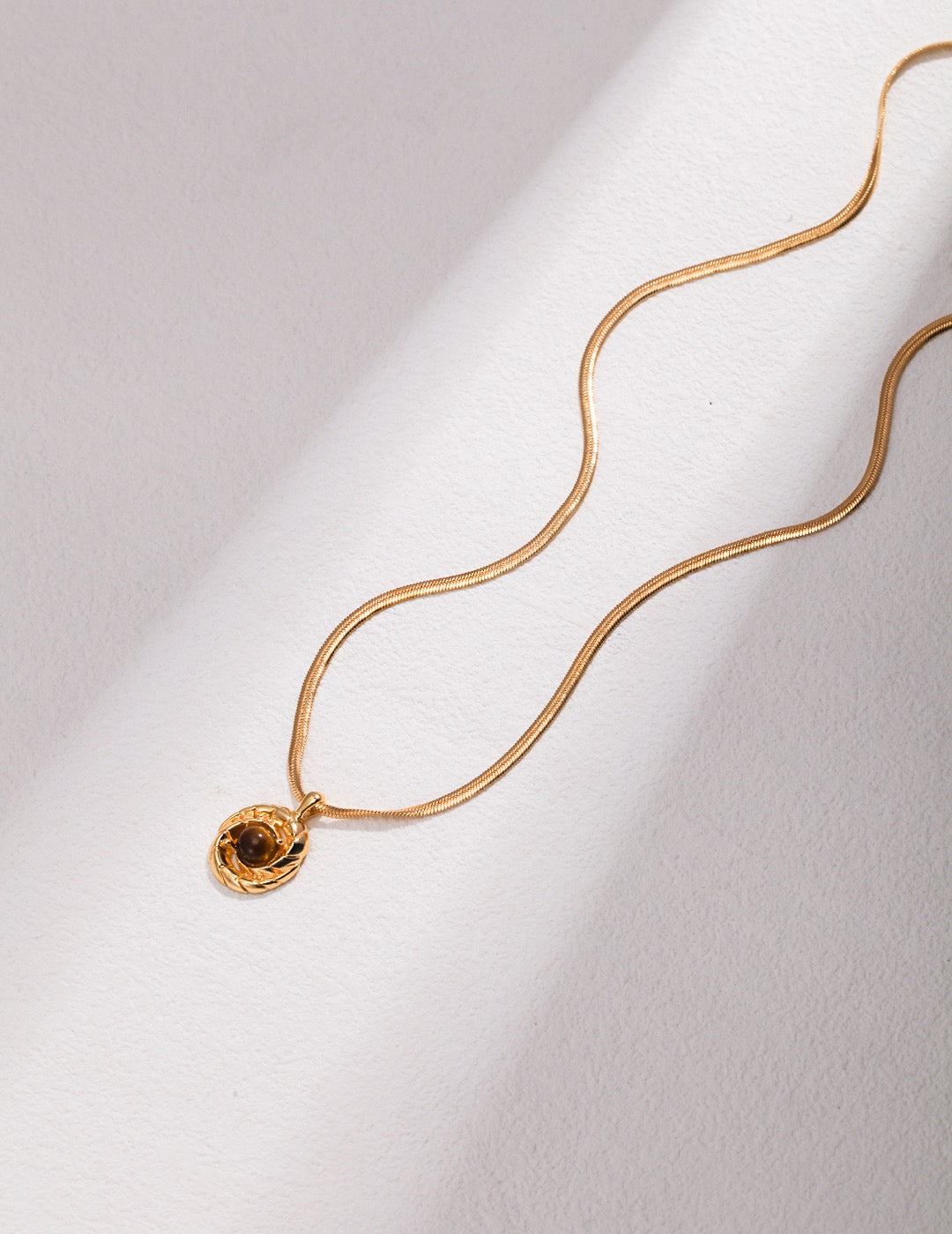 Tiger’s Eye Vintage Gold Plate Necklace