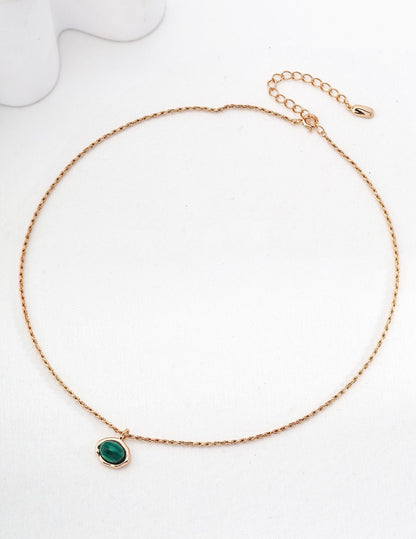 Malachite Vintage Gold Plate Necklace