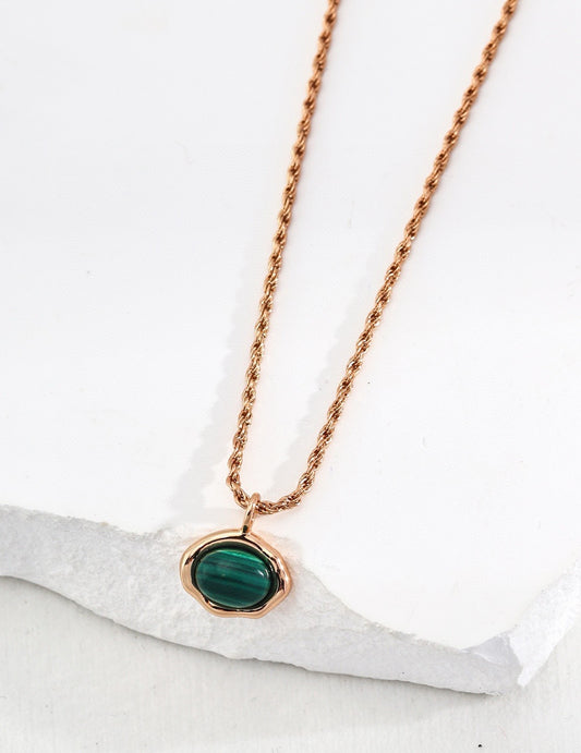 Malachite Vintage Gold Plate Necklace